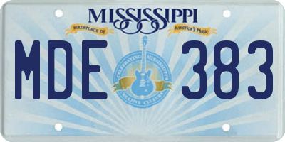 MS license plate MDE383