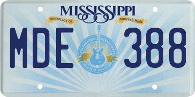 MS license plate MDE388