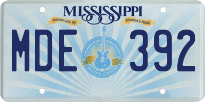 MS license plate MDE392