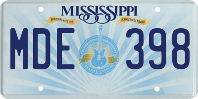 MS license plate MDE398