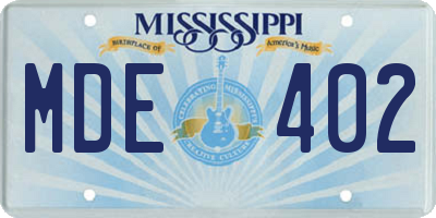 MS license plate MDE402