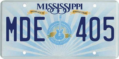 MS license plate MDE405