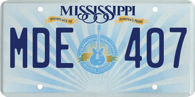 MS license plate MDE407