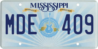 MS license plate MDE409