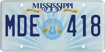 MS license plate MDE418