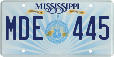 MS license plate MDE445