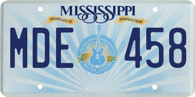 MS license plate MDE458