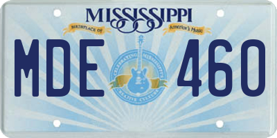 MS license plate MDE460