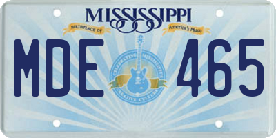 MS license plate MDE465