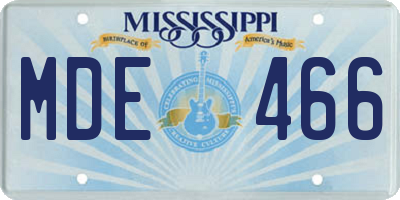 MS license plate MDE466