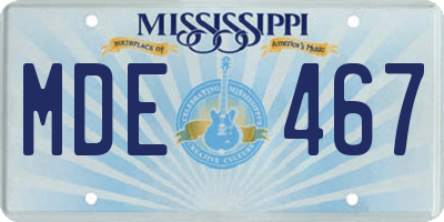 MS license plate MDE467