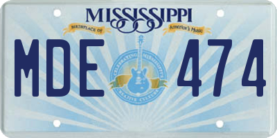 MS license plate MDE474