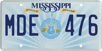 MS license plate MDE476