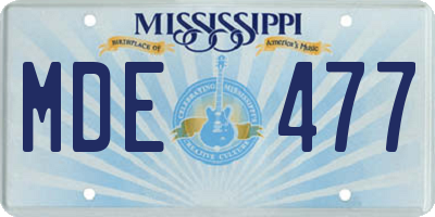 MS license plate MDE477