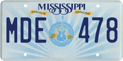 MS license plate MDE478