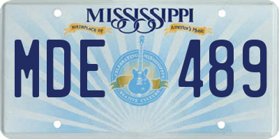 MS license plate MDE489