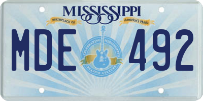 MS license plate MDE492