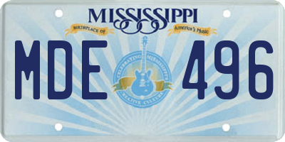 MS license plate MDE496