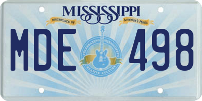 MS license plate MDE498