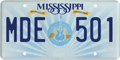 MS license plate MDE501