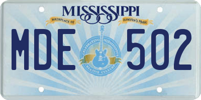 MS license plate MDE502
