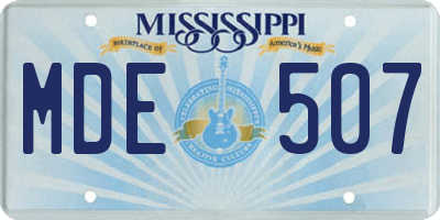 MS license plate MDE507