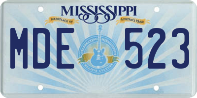 MS license plate MDE523