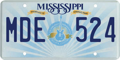MS license plate MDE524