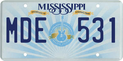 MS license plate MDE531
