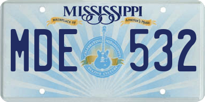 MS license plate MDE532