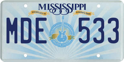 MS license plate MDE533