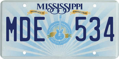 MS license plate MDE534
