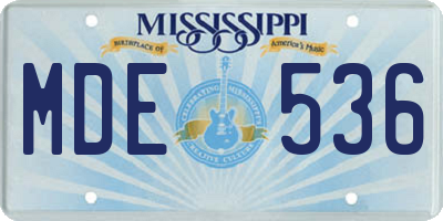 MS license plate MDE536