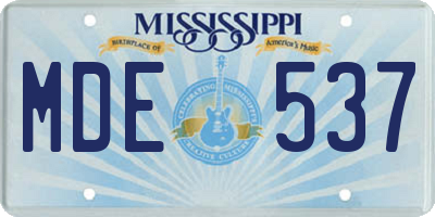 MS license plate MDE537