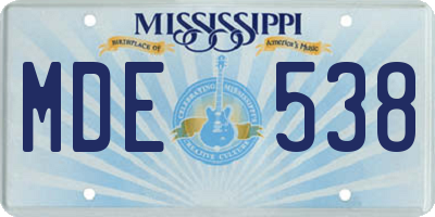 MS license plate MDE538