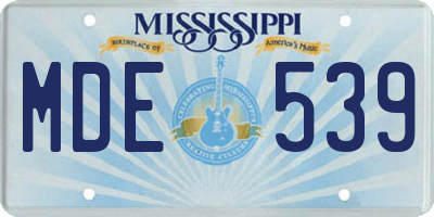 MS license plate MDE539