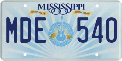 MS license plate MDE540
