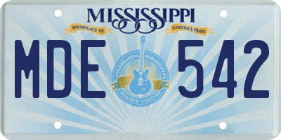 MS license plate MDE542