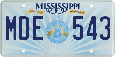 MS license plate MDE543