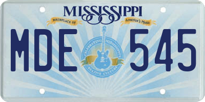 MS license plate MDE545
