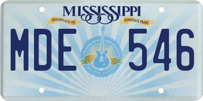 MS license plate MDE546