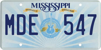 MS license plate MDE547