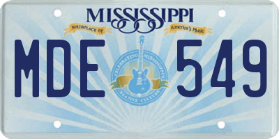 MS license plate MDE549