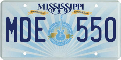 MS license plate MDE550