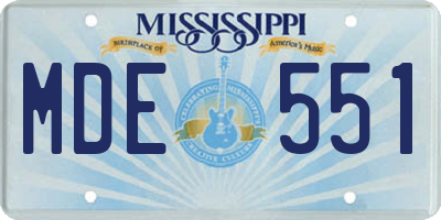 MS license plate MDE551