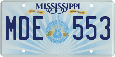 MS license plate MDE553