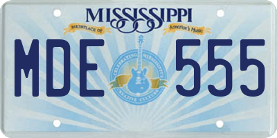 MS license plate MDE555