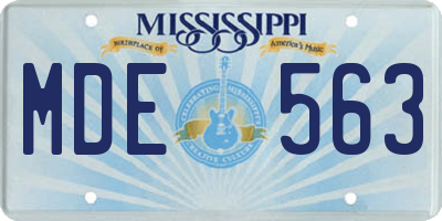 MS license plate MDE563