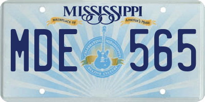 MS license plate MDE565
