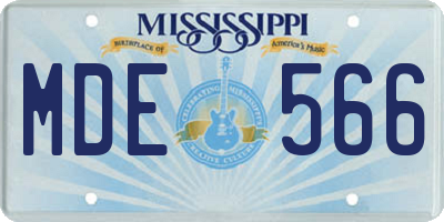 MS license plate MDE566